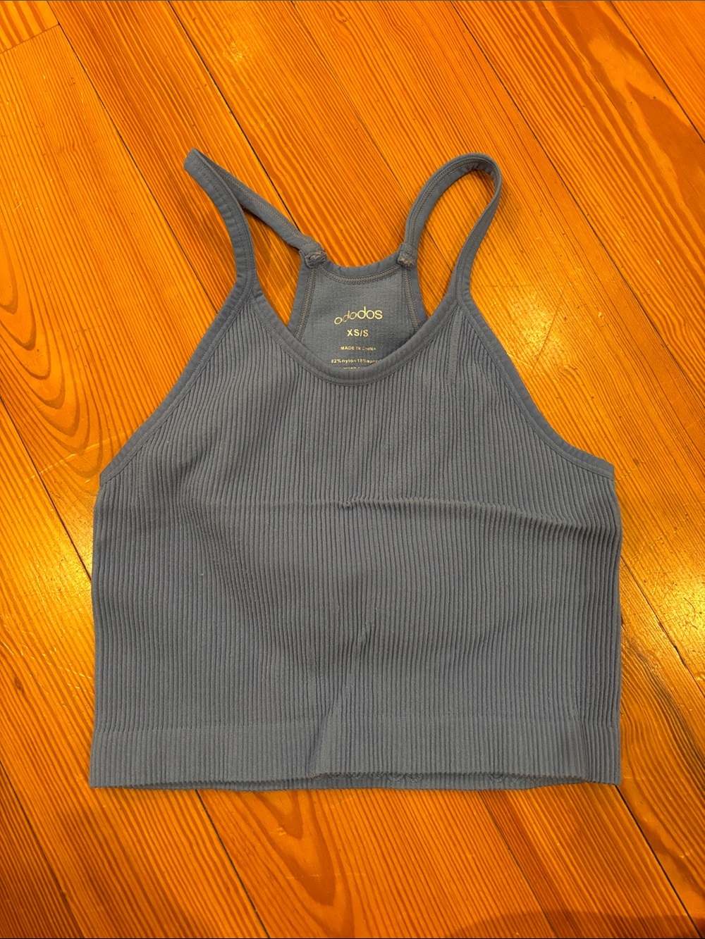Ribbed Crop Tank - Slate Blue